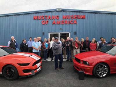 Greater Odenville Chamber of Commerce, City of Odenville, St. Clair County EDC along with Powells cut ribbon to celebrate Mustang Museum of America grand opening